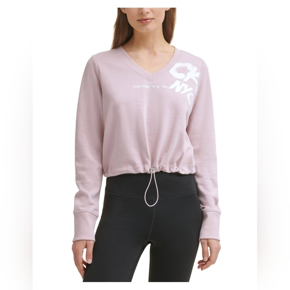 Calvin Klein Performance Womens Cinched Cropped Sweatshirt - Picture 1 of 11